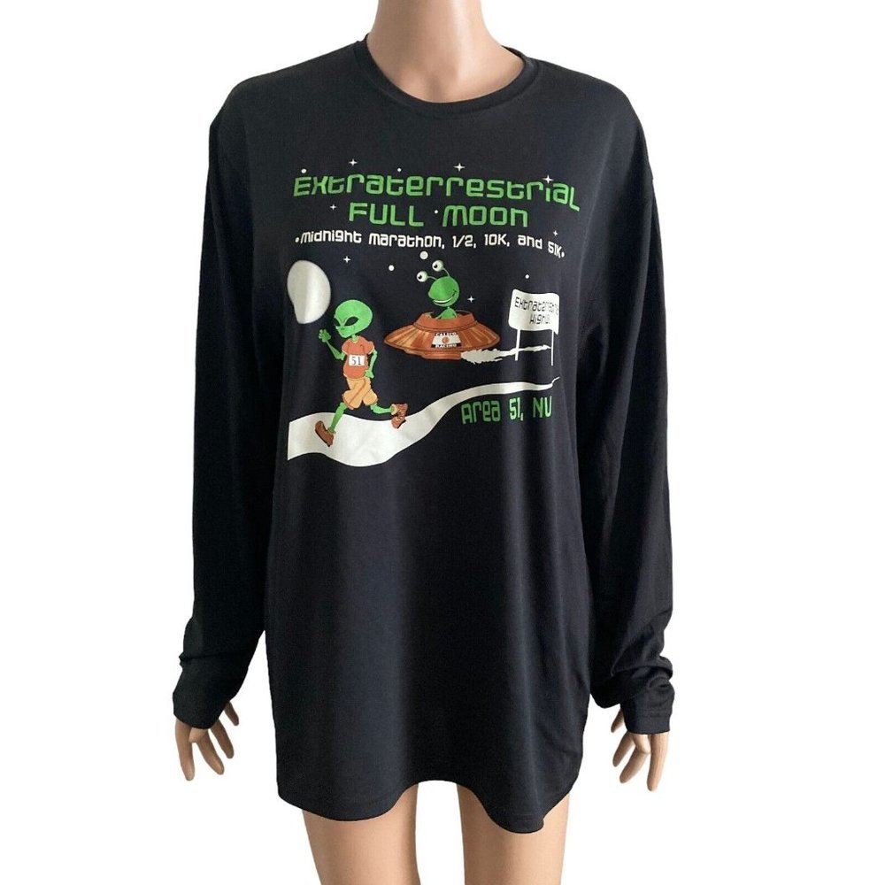 Area 51 Tshirt Mens XL Midnight Marathon Half K 10K 51K Extraterrestrial Alien